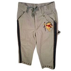Vintage 90's Winnie The Pooh Striped Khakis Girls Size 8 Wide Leg Rare